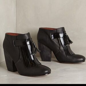 Rachel Comey Alley‎ Fringe Boot Bootie Block Sculpted Heel Ankle 8.5 9 Leather